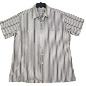 Pierre Cardin ~Men's Size L~ Gray Striped Cotton Blend Short Sleeve Shirt.